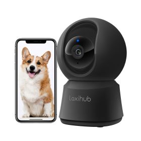 Laxihub 5MP Wi-Fi Surveillance Camera Baby Monitor 360Â° Indoor Home Black Security PT Camera 2K+ Night Vision Wi-Fi Cam For Pet Nanny P2F Without TF/