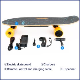 Small Electric Skateboard with Remote Control, 350W, Max 10 MPH, 7 Layers Maple E-Skateboard, load up to 100kg for Adult, Teens, and Kids