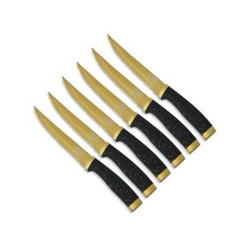 Thyme & Table 6-Piece Steak Knife Set with Stainless Steel Gold Blades and Protective Sheaths