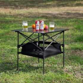 1-piece Folding Outdoor Table with Carrying Bag, Lightweight Aluminum Roll-up Square Table for indoor, Outdoor Camping, Picnics, Beach, Backyard, BBQ