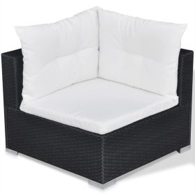 vidaXL 10 Piece Patio Lounge Set with Cushions Poly Rattan Black (Option: as picture)