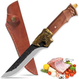 Qulajoy Boning Knife - Hand Forged Camping Knife 7Cr17MOV Blade - Dragon Head Handle And Leather Sheath - Unique Dragon Style - Viking Knife For Hunti (Option: Boning knife)