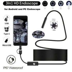 Mini Endoscope Camera Waterproof IP67 Adjustable Soft Hard Wire 6 LEDS 7mm Automotive Endoscope Camera For Android USB Phone PC (Not Supporting IOS Ap (size: Wifi/3.3ft/soft Cable/for Iphone)