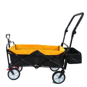 folding wagon Collapsible Outdoor Utility Wagon, Heavy Duty Folding Garden Portable Hand Cart, Drink Holder, Adjustable Handles (Color: as Pic)