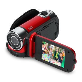 HD 1080P Digital Video Camcorder 2.7in 16X Zoom DV Camera 270Â° Rotation Rechargeable Kid Camera w/Fill Light Selfie (Color: Red)