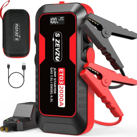 A Portable Car Jump Starter, With 4000A Battery Booster, 12V Jump Starter Gas Engines Up To 8.0L, Diesel Up To 6.0L Equipped With Smart Clamp Cables (Style: 2000A pow)