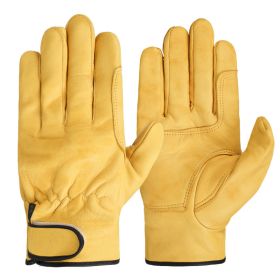 Work gloves sheepskin leather workers work welding safety protection garden sports motorcycle driver wear-resistant gloves (Color: Palm protection YE, size: XXL)